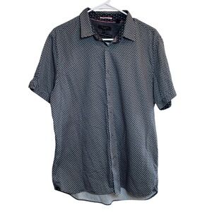 Ted Baker London Mens Size 5 Geometric Print Short Sleeve Button Down Shirt